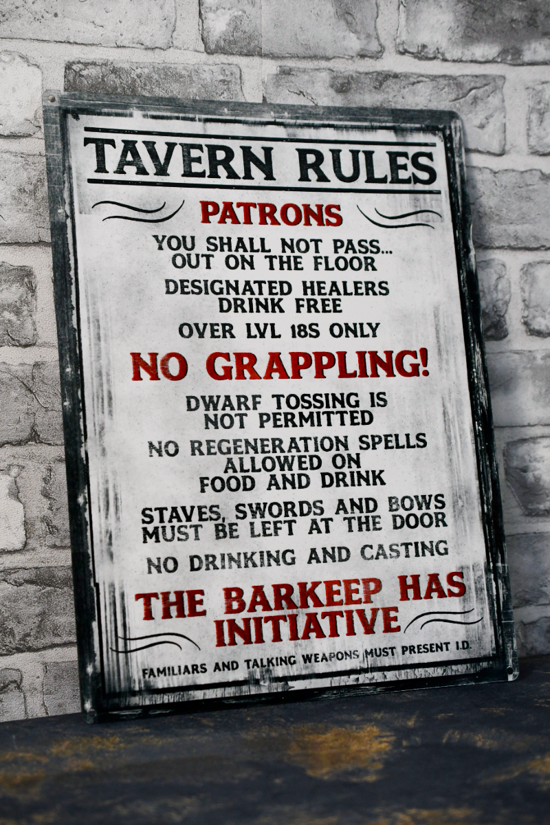 Tavern Rules - Large Tin Sign
