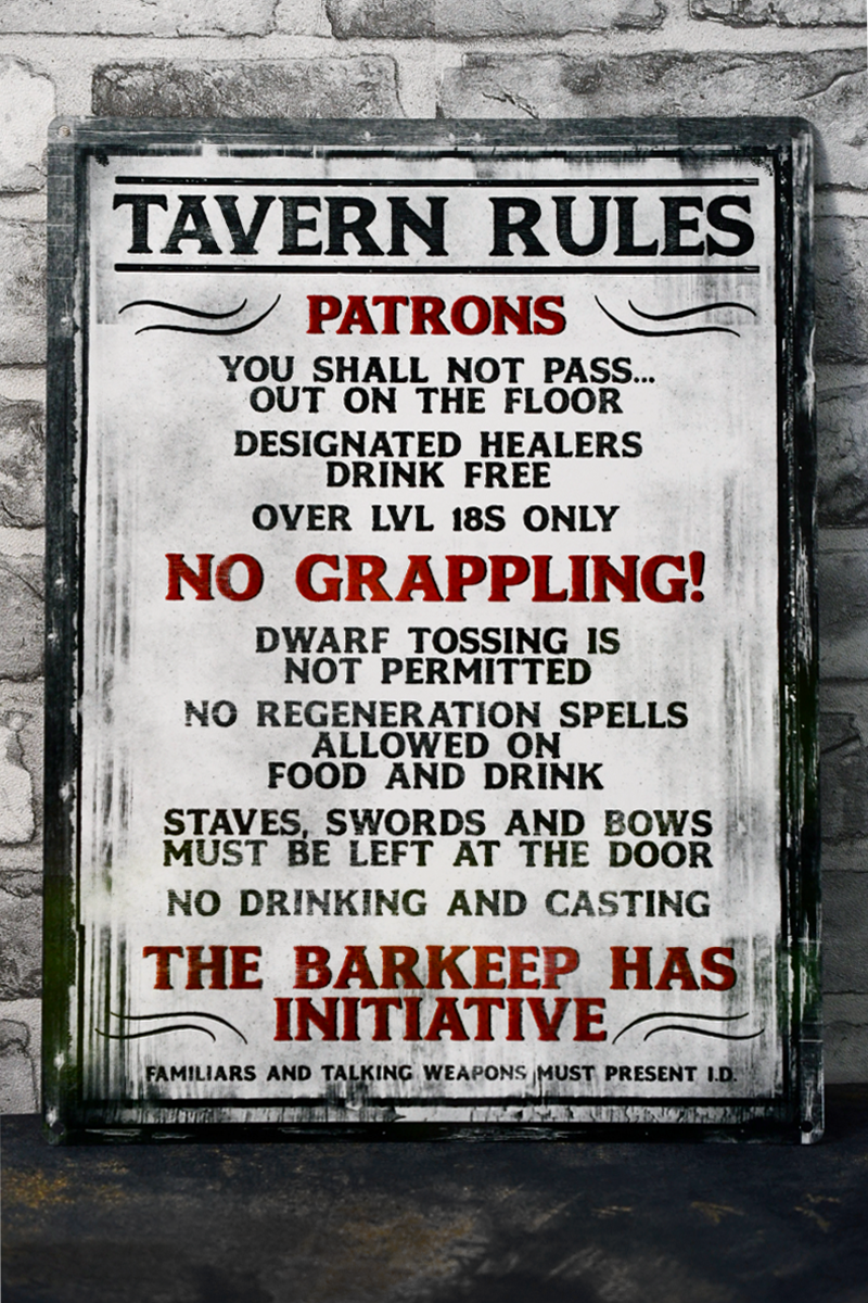 Tavern Rules - Large Tin Sign