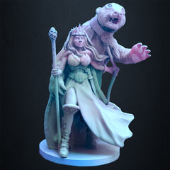 Snow Queen and Snowball the Polar Bear - 54mm Scale Digital Miniature