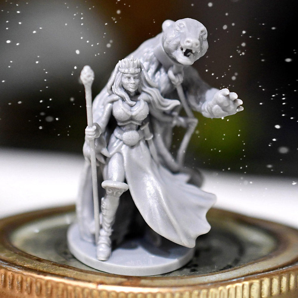 Snow Queen and Snowball the Polar Bear - 54mm Scale Digital Miniature