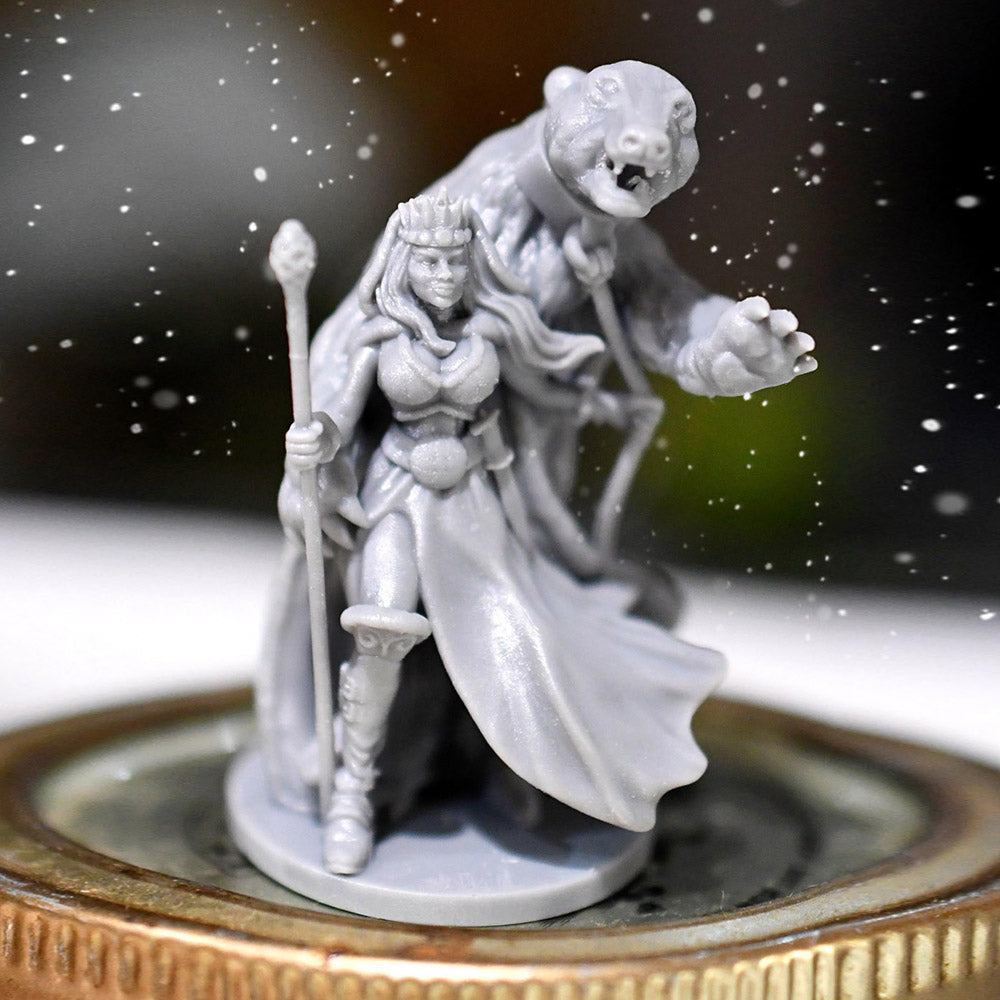 Snow Queen and Snowball the Polar Bear - 54mm Scale Physical OR Digital Miniature