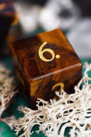 Tiger's Eye Gemstone Dice Set