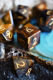 Tiger's Eye Gemstone Dice Set