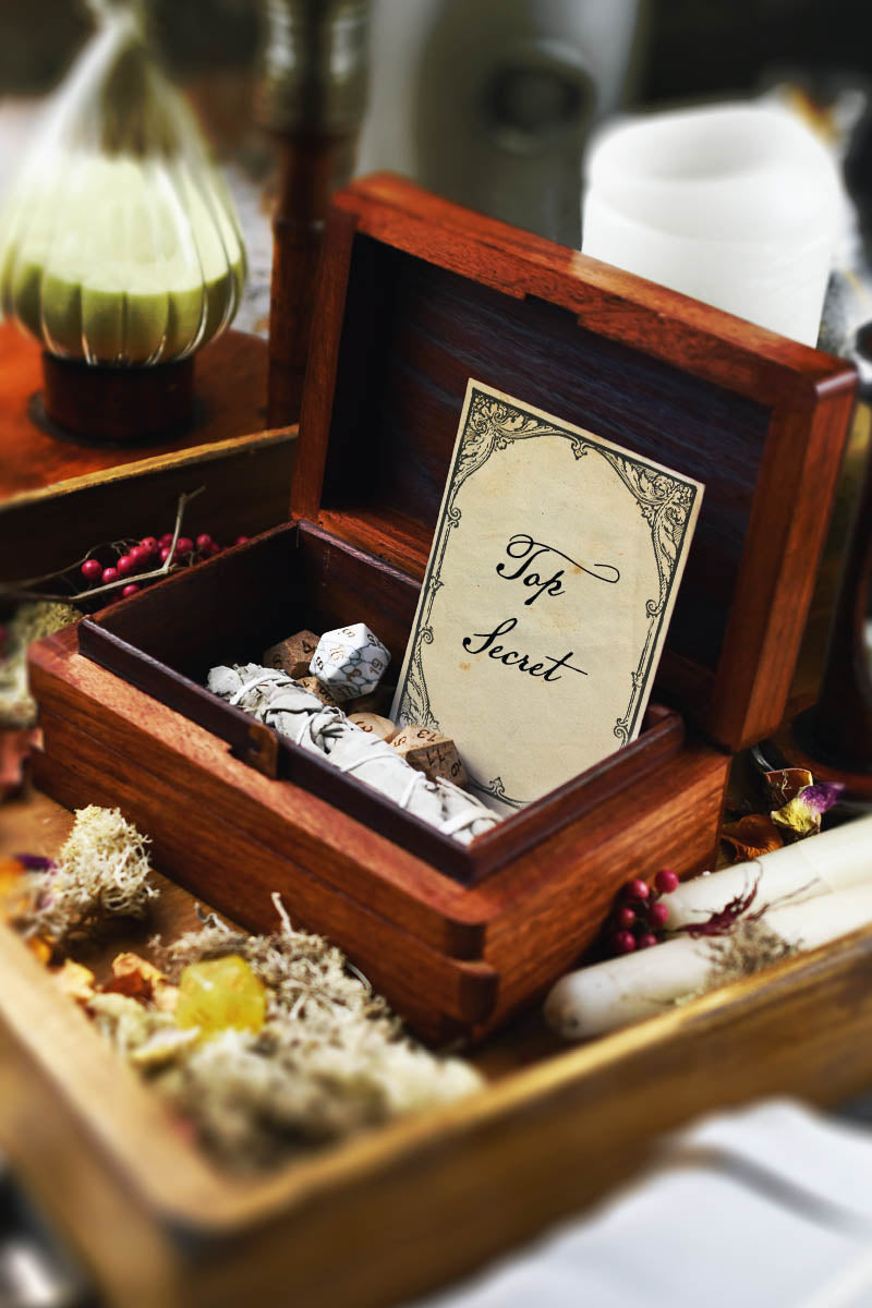 Trickster's Puzzle box - Puzzle-Lock Handmade Dice and Accessory Box