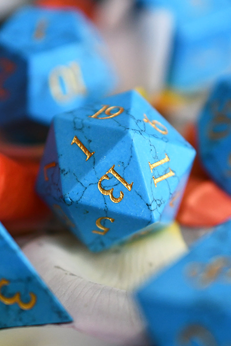 Turquoise Gemstone Dice Set