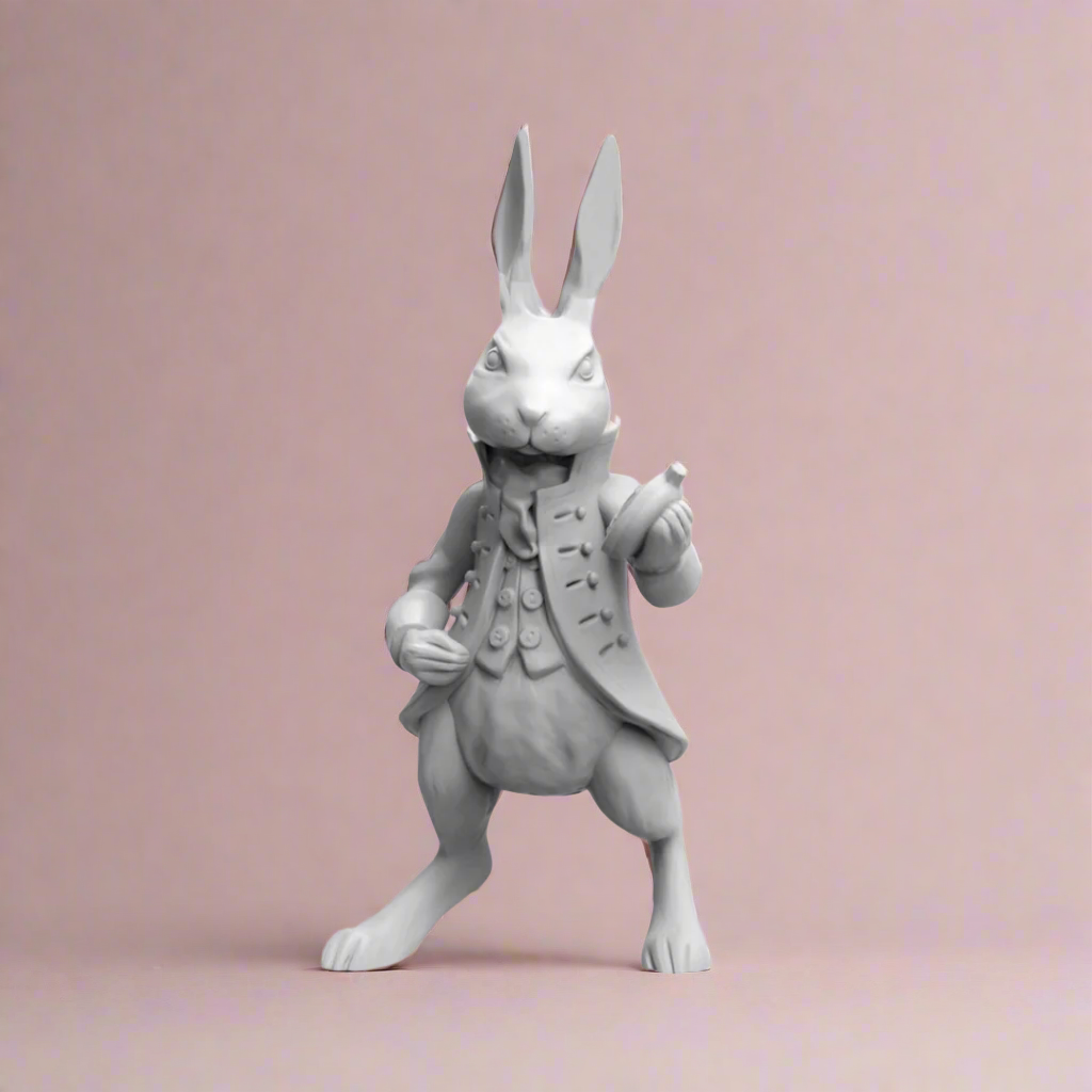 Miniature White Rabbit Sculptures Rabbit With Solar Butterfly Changing