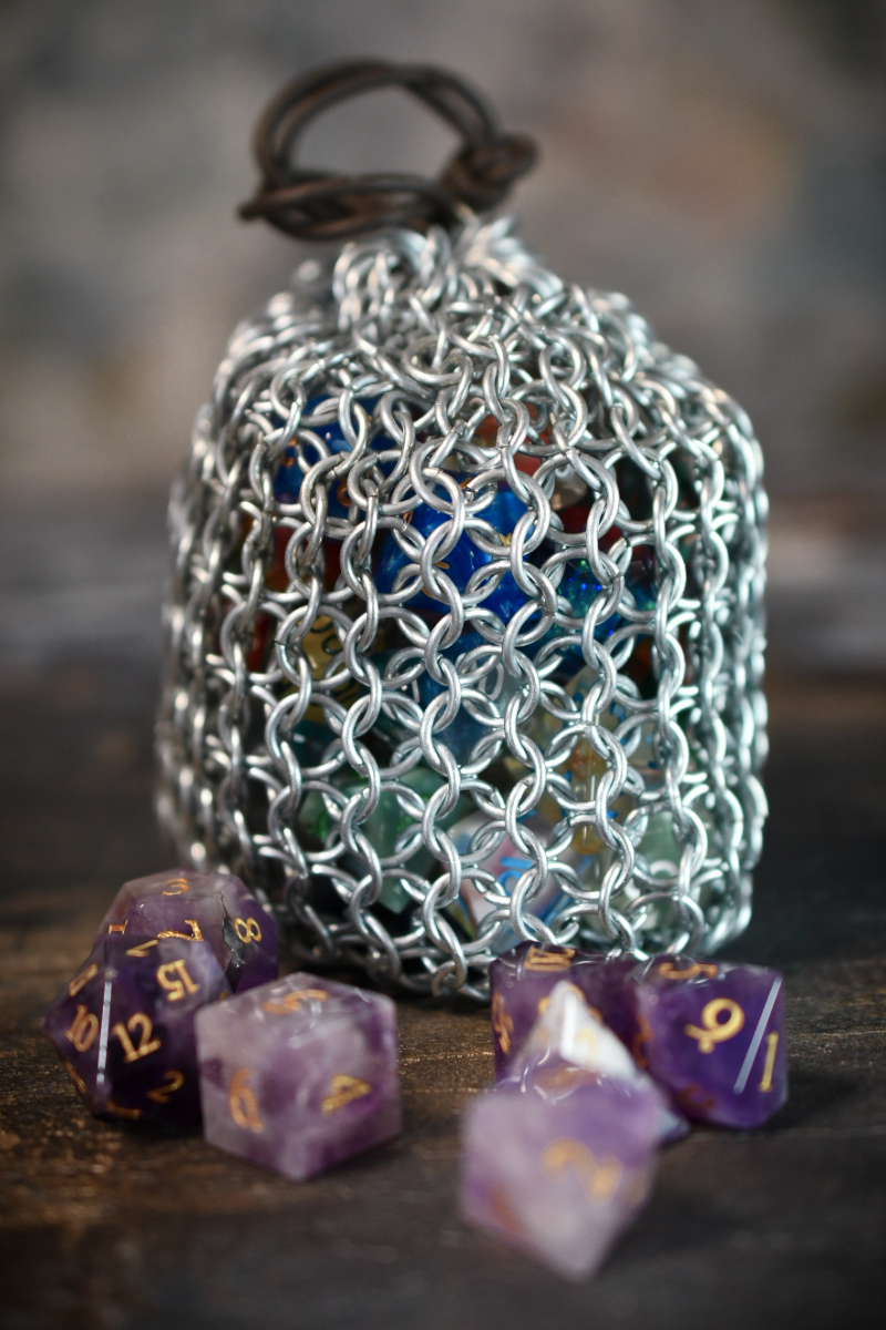 Heavyweight Solid Steel Chainmail Dice Bag