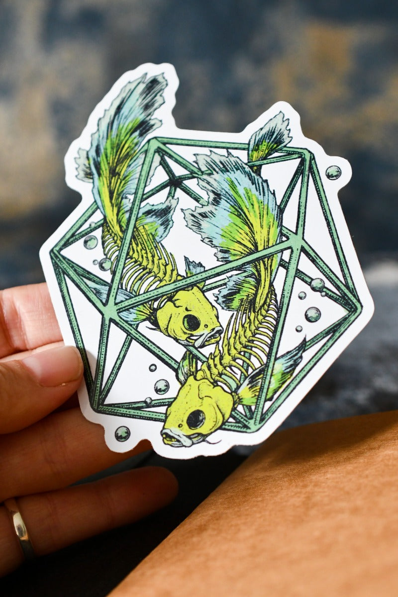 Pisces d20 - Zodiac DnD Inspired Premium Vinyl Sticker