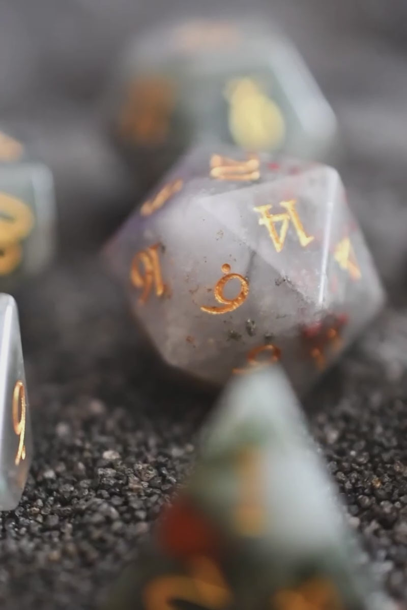Bloodstone Gemstone Dice Set
