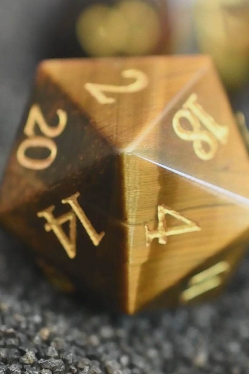 Tiger's Eye Gemstone Dice Set