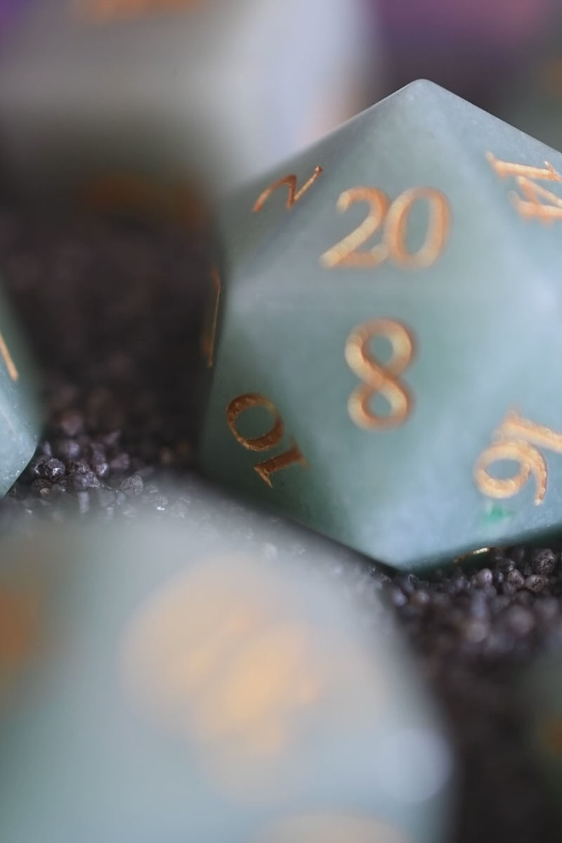 Aventurine Gemstone Dice Set