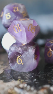 Diamond Cut Amethyst Gemstone Dice Set