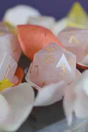 Rose Quartz Gemstone Dice Set