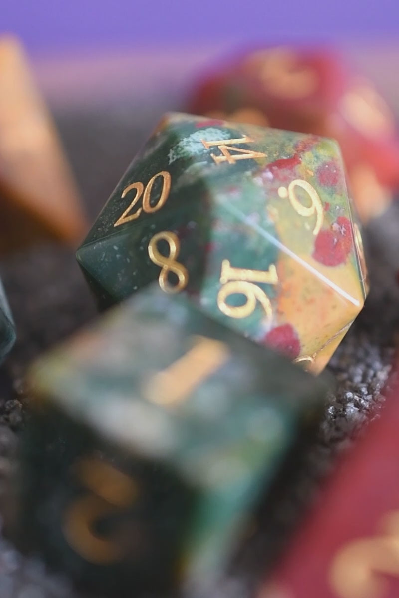 Indian Agate Gemstone Dice Set