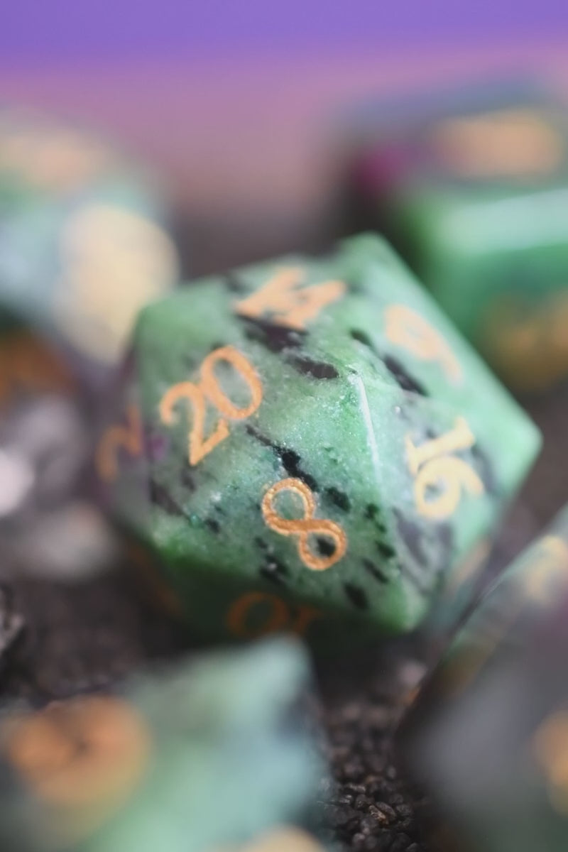 Red Ruby in Zoisite Gemstone Dice Set