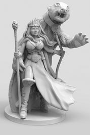 Snow Queen and Snowball the Polar Bear - 54mm Scale Digital Miniature