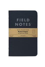 2 Pack - Field Notes Pitch Black Notebook - Ruled Paper - GAMETEEUK