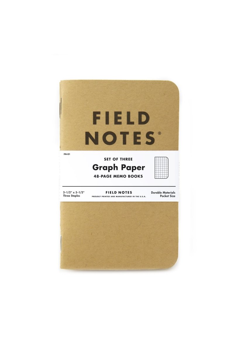 3-Pack Field Notes Original Kraft Memo Books - Ruled, Graphed, Plain or Mixed - GAMETEEUK