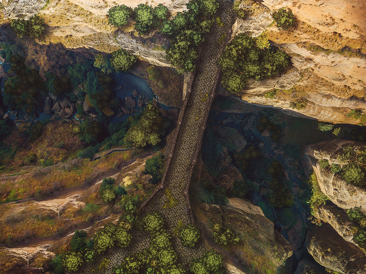 Tree Bridge Over Chasm Chasm Bridge - Day and Night Digital Map – GAMETEEUK