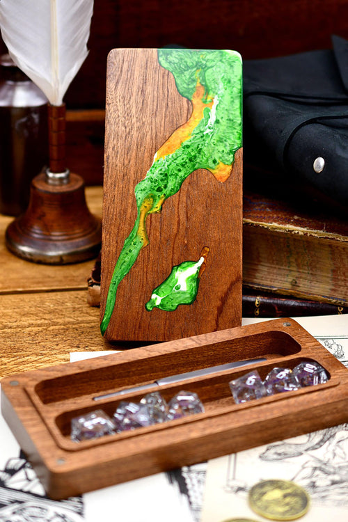 Gelatinous - Black Walnut Resin Dice and Accessory Box