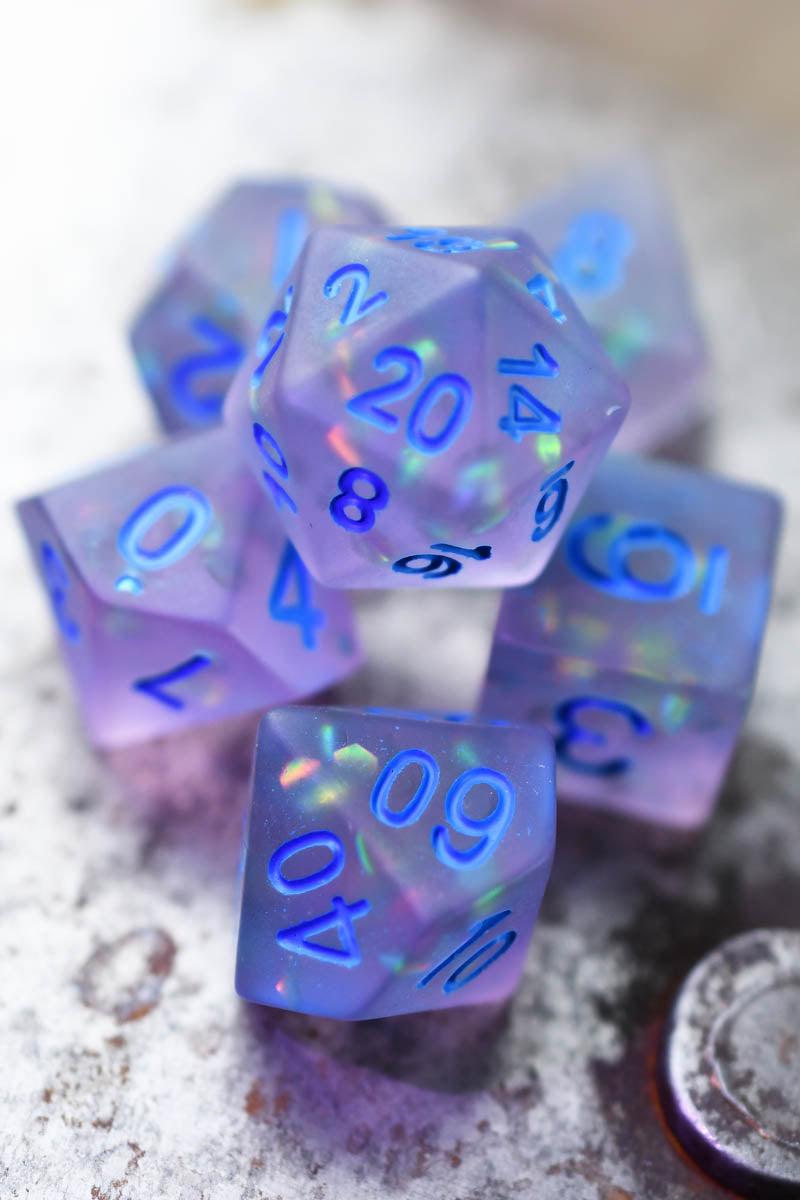 Moorland Mist - Violet Matte Frosted Acrylic Dice Set