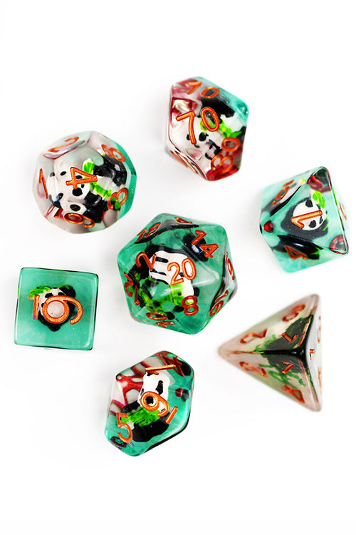 Panda Eating Bamboo Shoots - Little Pandas Acrylic Dice Set
