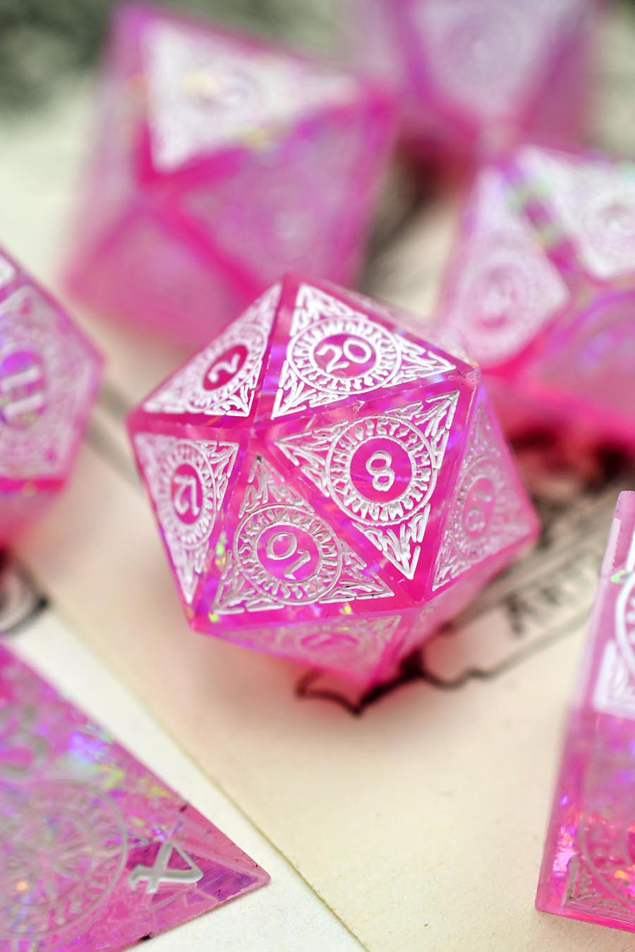 Runic Synthwave - Sharp-Edged Resin Dice Set