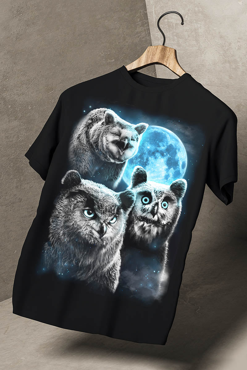 Three Owlbear Moon - T - Shirt