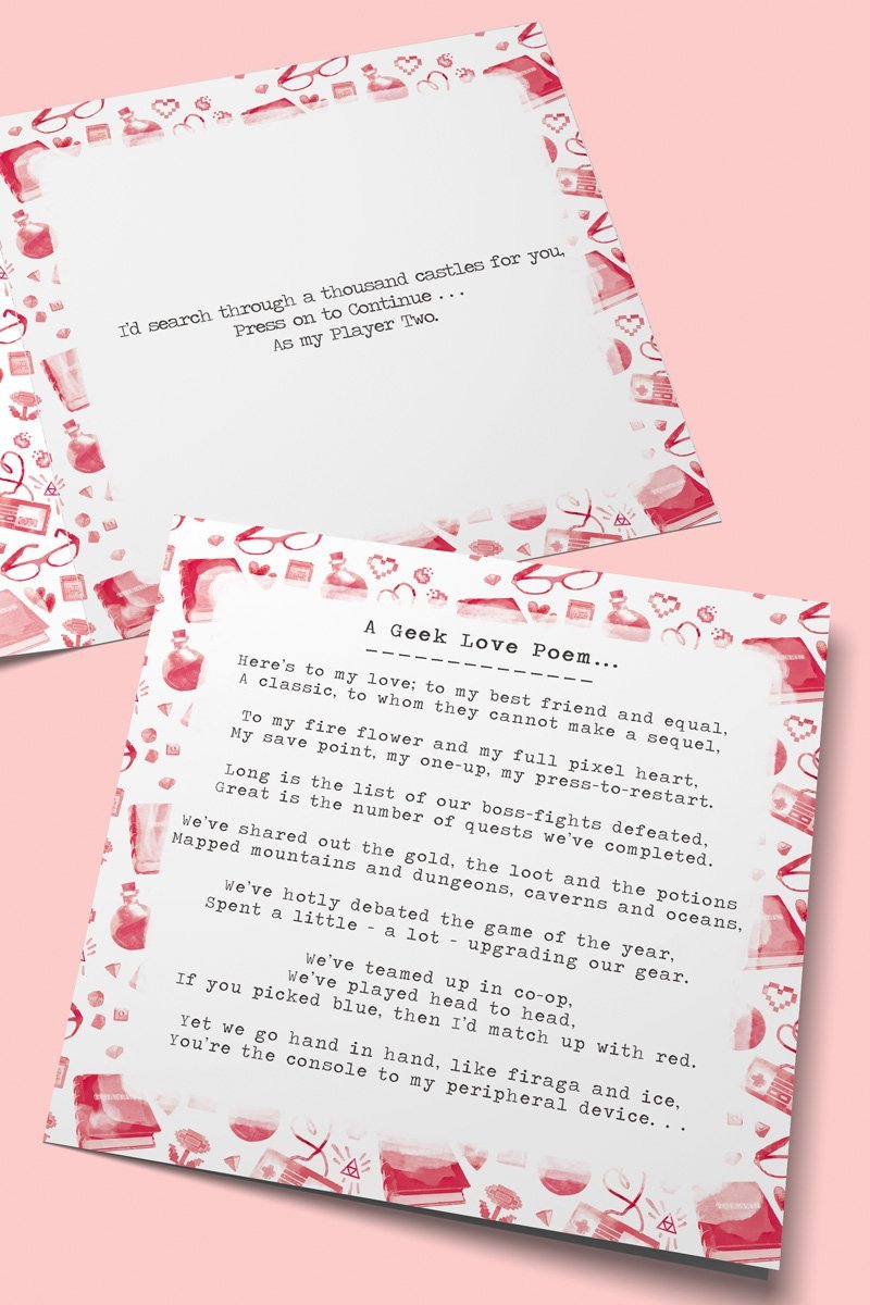 A Geek Love Poem - Gaming Greetings Card - GAMETEEUK