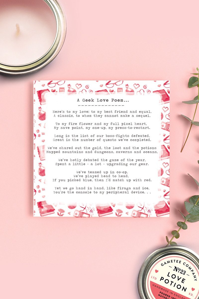 A Geek Love Poem - Gaming Greetings Card - GAMETEEUK