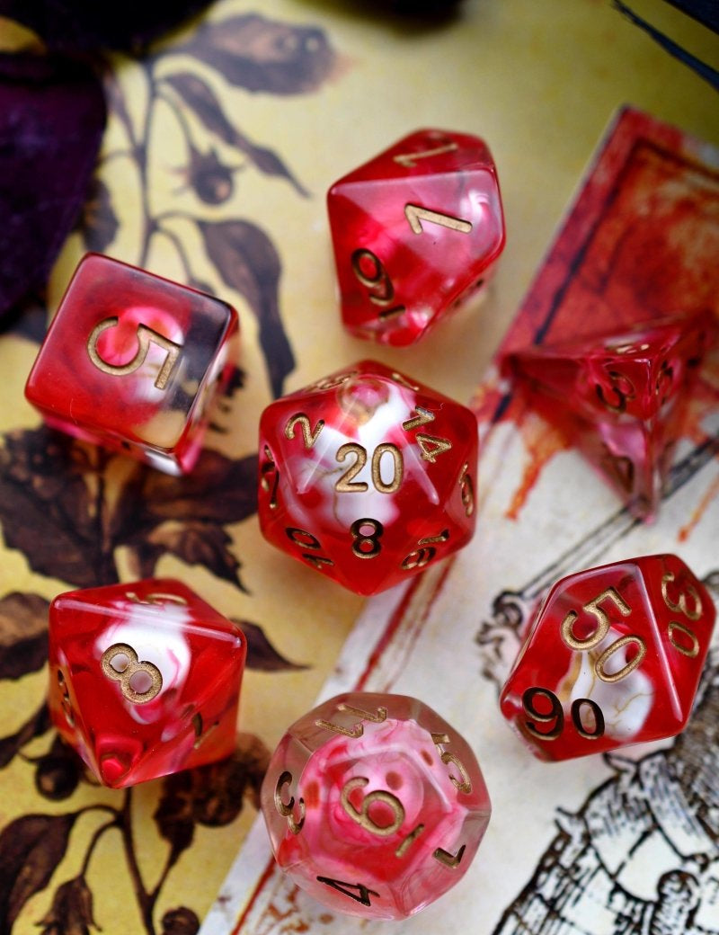 Bloodbath - Skulls Acrylic Dice Set - GAMETEEUK