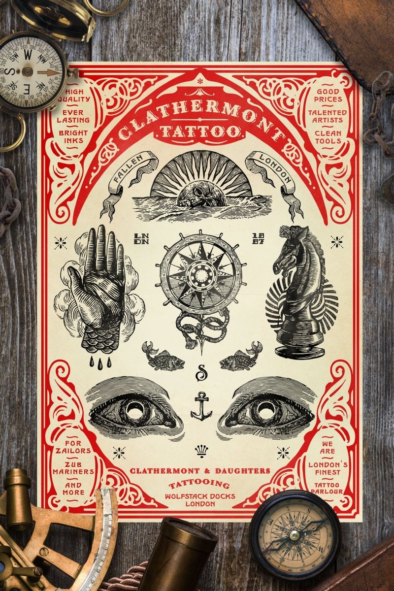 Clathermont's Tattoo Parlour - Sunless Sea Art Print - GAMETEEUK