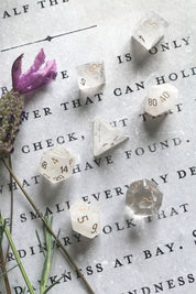 Clear Quartz Gemstone Dice Set - GAMETEEUK