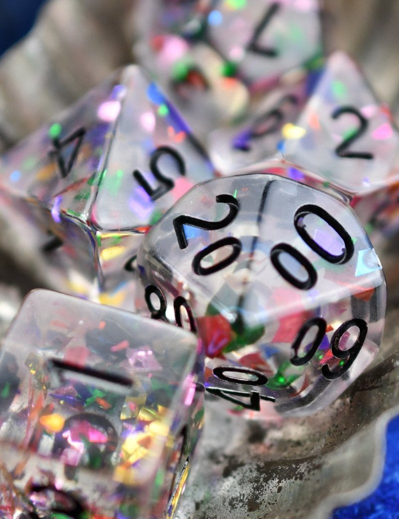 Confetti Party - Acrylic Dice Set - GAMETEEUK