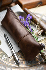 Fine Leather Pencil Case - Heritage Brown - GAMETEEUK