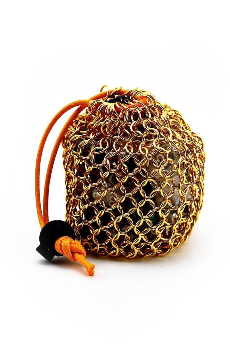 Golden Chainmail Dice Bag - GAMETEEUK