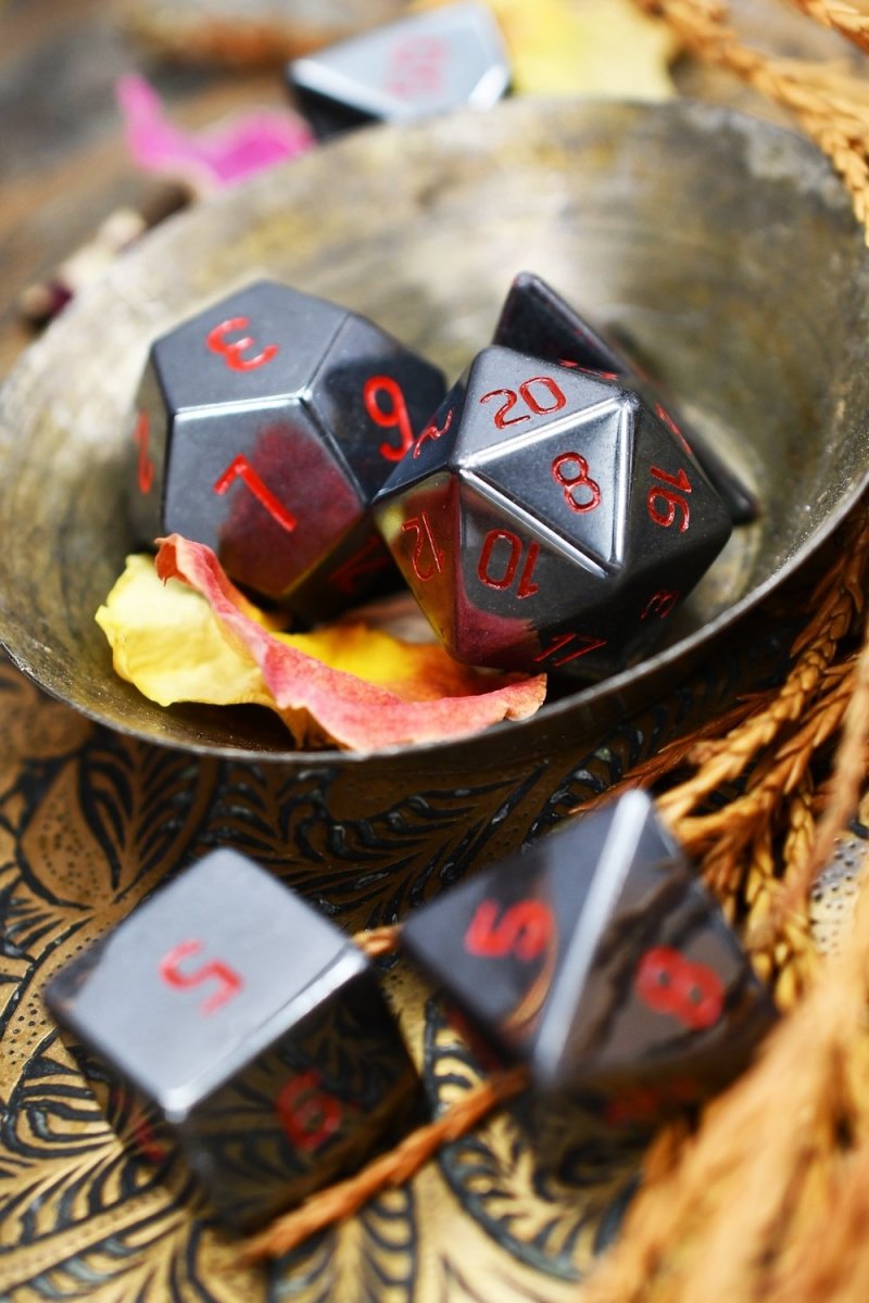 Haematite Gemstone Dice Set - GAMETEEUK