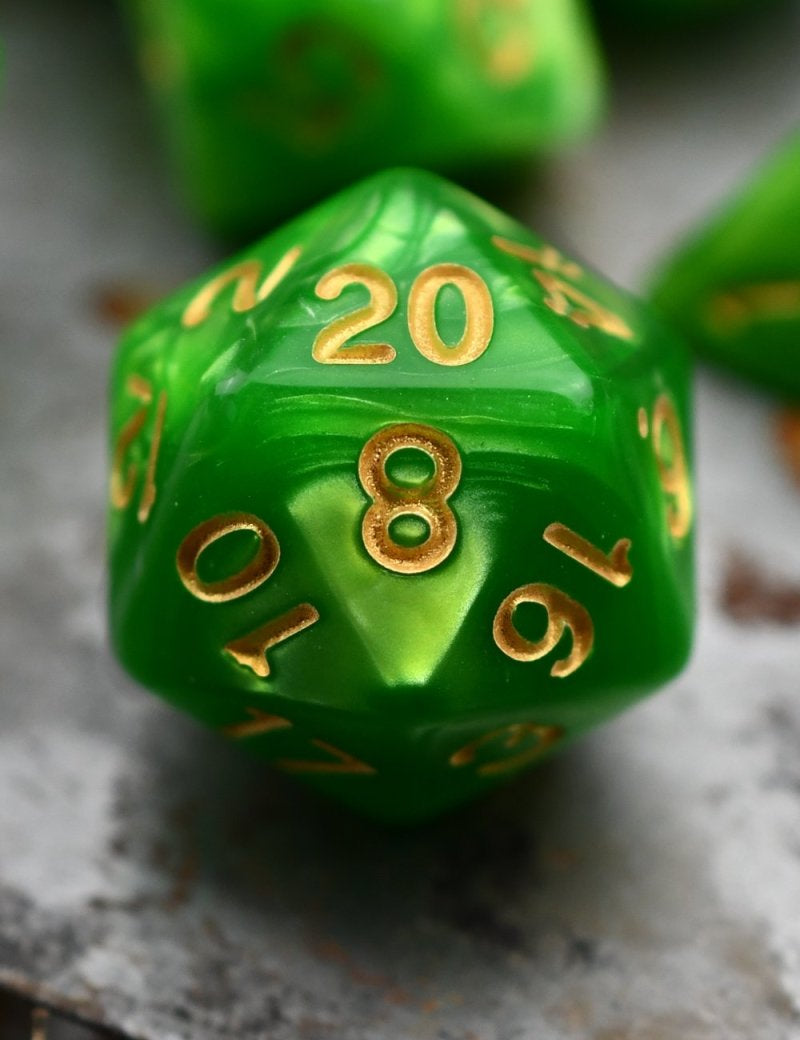 Incantation - Emerald Lustre-Sheen Acrylic Dice Set - GAMETEEUK