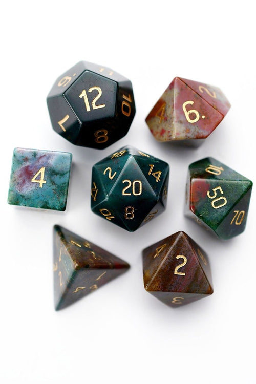 Indian Agate Gemstone Dice Set - GAMETEEUK