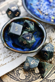 Kambaba Jasper Gemstone Dice Set - GAMETEEUK