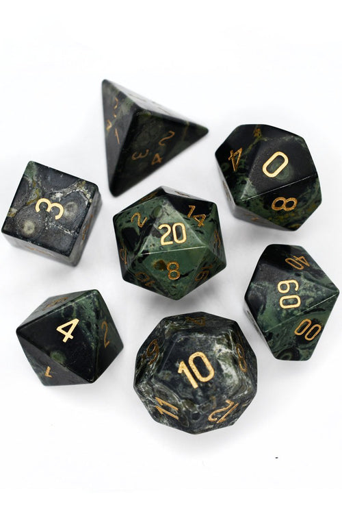 Kambaba Jasper Gemstone Dice Set - GAMETEEUK