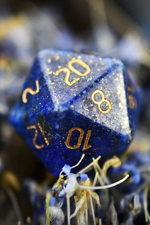 Lapis Lazuli Gemstone Dice Set - GAMETEEUK