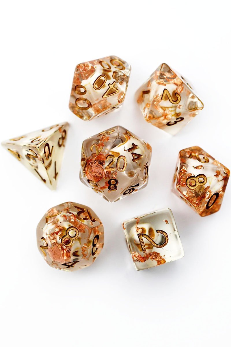 Lost Souls - Skull and Copper Flake Acrylic Dice Set - GAMETEEUK