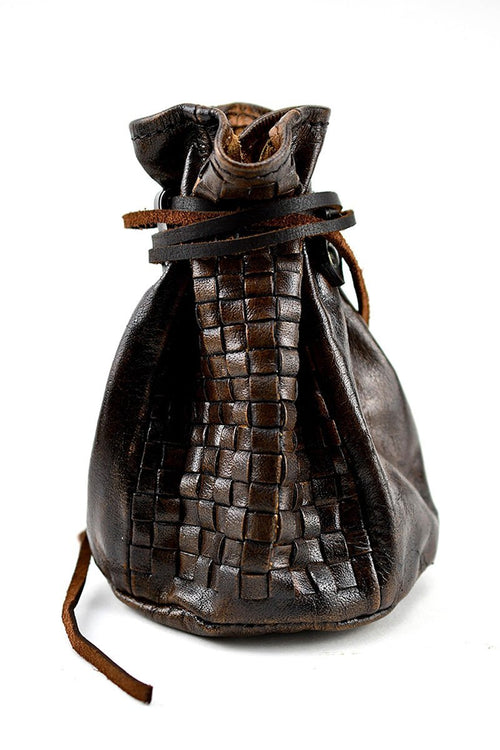 Merchant's Woven Leather Large Coin and Dice Pouch - GAMETEEUK