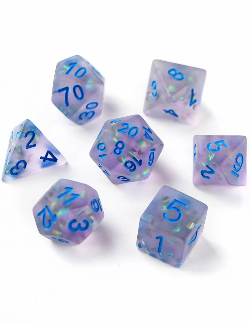 Moorland Mist - Violet Matte Frosted Acrylic Dice Set - GAMETEEUK