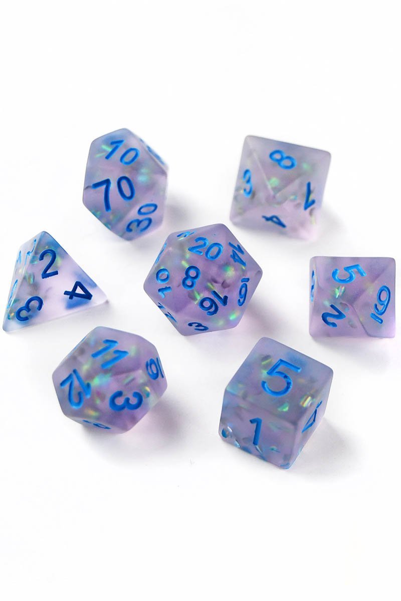 Moorland Mist - Violet Matte Frosted Acrylic Dice Set - GAMETEEUK