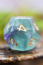 Purple Fluorite Gemstone Dice Set - GAMETEEUK