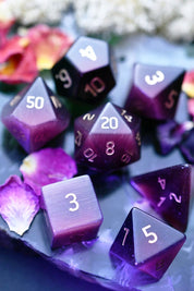 Purple Twilight Cat's Eye - Gemstone Dice Set - GAMETEEUK