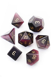 Purple Twilight Cat's Eye - Gemstone Dice Set - GAMETEEUK