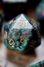 Red Ruby in Ziosite Gemstone Dice Set - GAMETEEUK